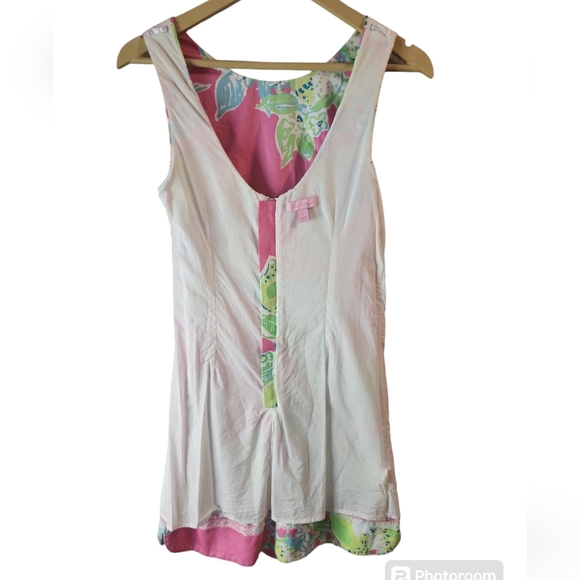 Lilly Pulitzer Delia Shift Dress Hottie Pink Lemonade Sz 4 Crochet Detail Cotton - Picture 6 of 8